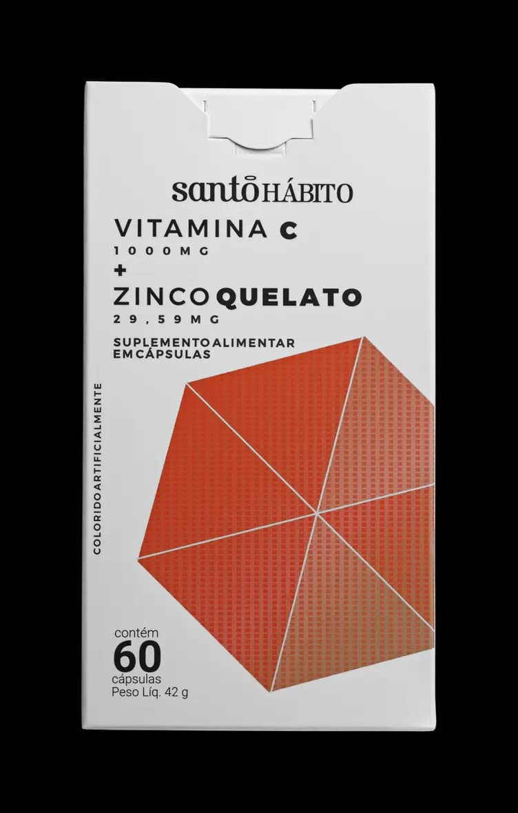 Suplemento Alimentar Vitamina C 1000Mg + Zinco Quelato 29,59Mg Santo Hábito 60 Caps