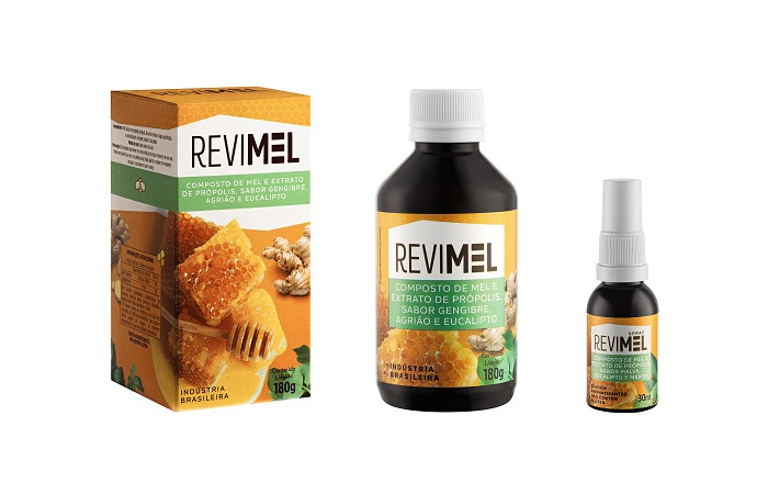 Linha Revimel da Farmácias Associadas - Embalagem de Revimel Composto e Revimel Spray